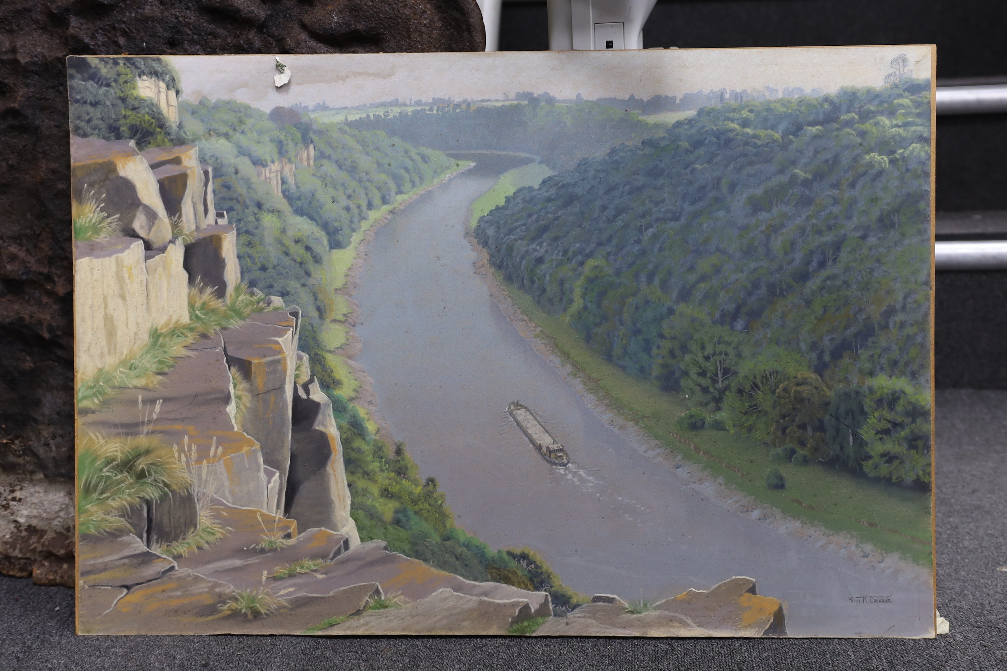 Hugh Melvill Crowther (1914-2003), pastel, 'Longhope Reach', signed, 53 x 78cm, unframed
